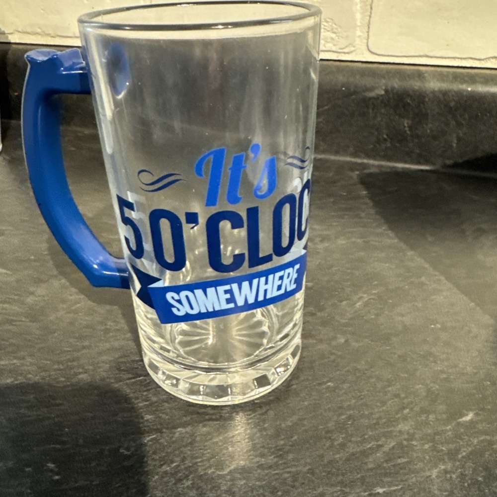 Lot Of 2 It's 5 O'Clock Somewhere' Hand Painted 15.8 oz Beer Glasses (new) - Picture 5 of 8